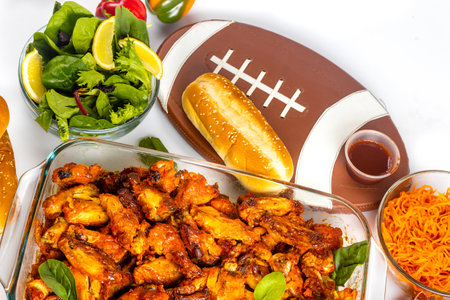 For American football fans watching the championship game, buffalo chicken wings are the perfect appetizer.の写真素材