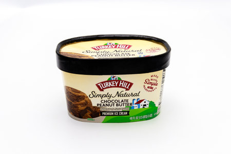 January 28, 2023. Spartanburg, SC USA. Chocolate peanut butter flavor premium ice cream from Turkey Hill.のeditorial素材