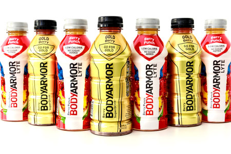 February 3, 2023. Spartanburg, SC USA. Electrolyte-enriched Bodyarmor sports drinks.のeditorial素材