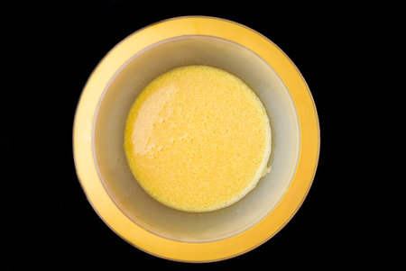 An omelet is ready when raw eggs are stirred together.の写真素材