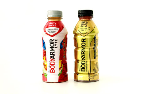 February 3, 2023. Spartanburg, SC USA. Electrolyte-rich sports drinks from Bodyarmor.のeditorial素材