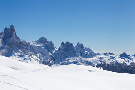 Winter view of the Italian Dolomites.の写真素材