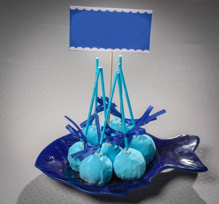 lollypops on fish dishの写真素材