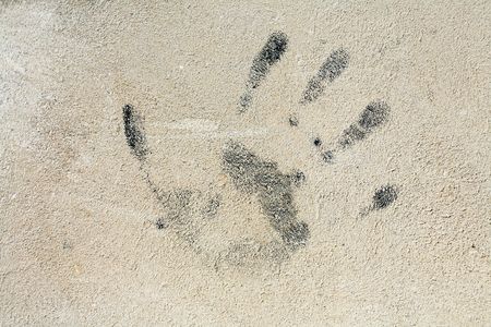 Urban wall whith human hand printの写真素材
