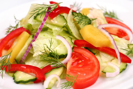 A close up of a mixed vegetable saladの写真素材