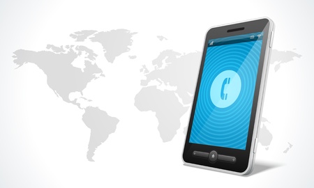 Mobile phone and world map icon vector illustraionのイラスト素材