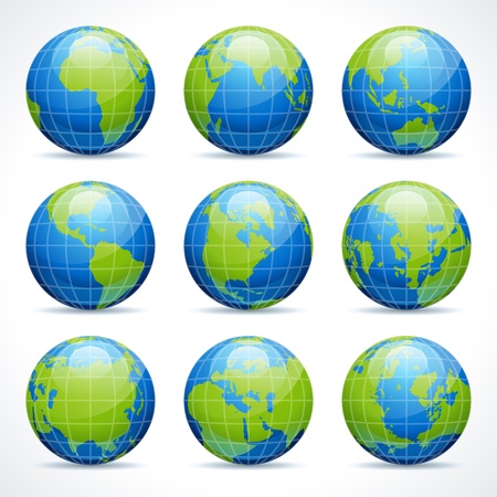 Globe earth icon set vector design elementsのイラスト素材