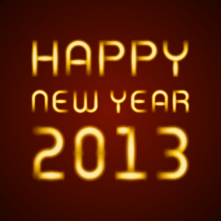 Neon light happy new year message vector design elementsのイラスト素材
