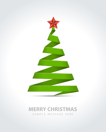 Christmas tree from paper ribbon vector backgroundのイラスト素材