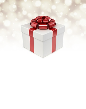 Gift box open with red ribbon bow backgroundの写真素材