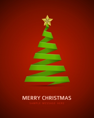Christmas tree from paper ribbon vector backgroundのイラスト素材