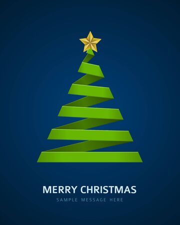 Christmas tree from paper ribbon vector backgroundのイラスト素材