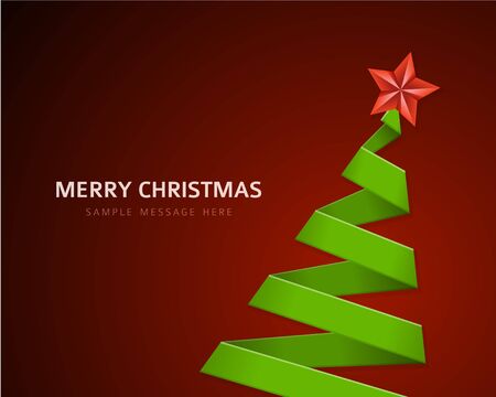 Christmas tree from paper ribbon vector backgroundのイラスト素材