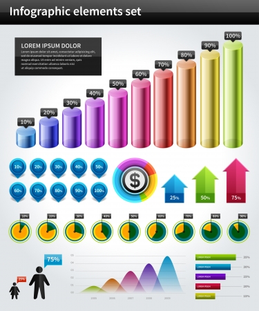 Infographics collection vector design elementsのイラスト素材