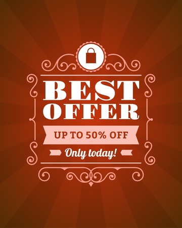 Vector vintage sale best offer sign and antique frame design elementのイラスト素材
