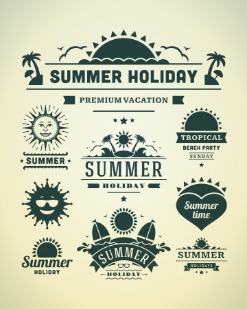 Retro summer design elements  Vector illustration のイラスト素材