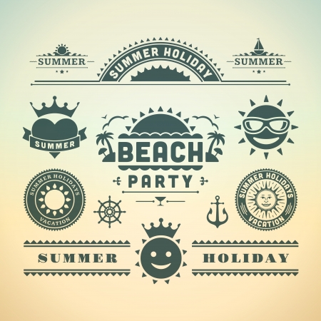 Retro summer design elements  Vector illustration のイラスト素材