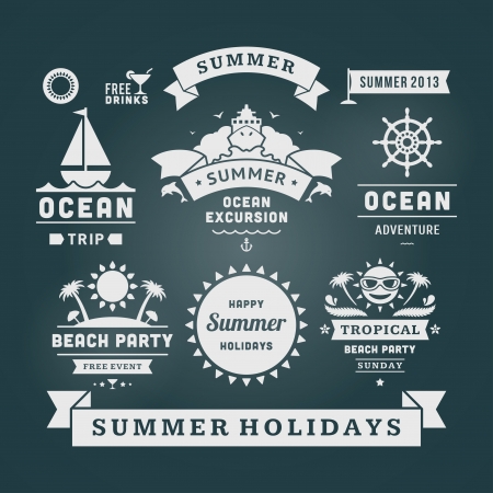 Retro summer design elements  Vector illustration のイラスト素材