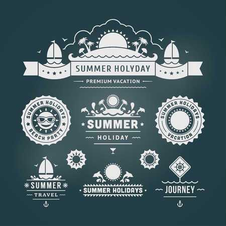 Retro summer design elements  Vector illustration のイラスト素材