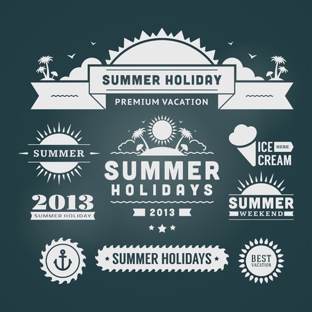 Retro summer design elements  Vector illustration のイラスト素材