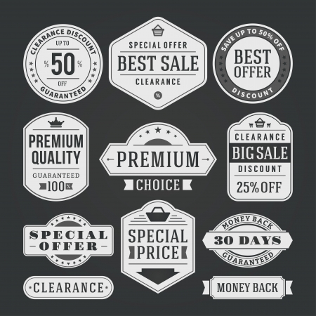 vintage sale label set chalk design elementsのイラスト素材