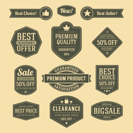 vintage sale label set design elementsのイラスト素材