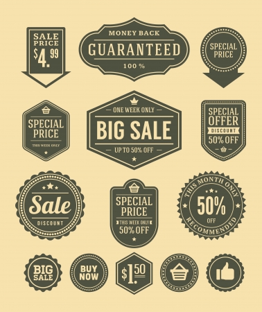 vintage sale label set design elementsのイラスト素材