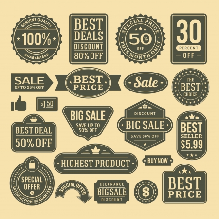 vintage sale label set design elementsのイラスト素材