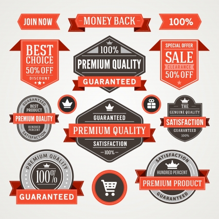 vintage sale labels and ribbons set design elementsのイラスト素材