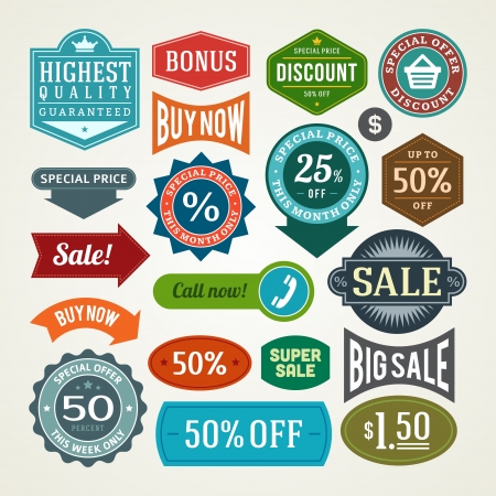 vintage sale label set design elementsのイラスト素材