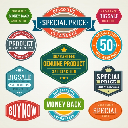 vintage sale label set design elementsのイラスト素材
