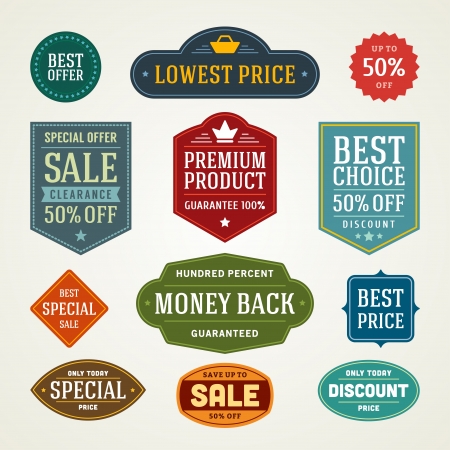 vintage sale label set design elementsのイラスト素材