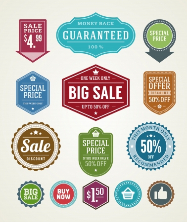 vintage sale label set design elementsのイラスト素材