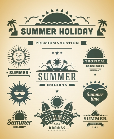 Retro summer labels and signsのイラスト素材