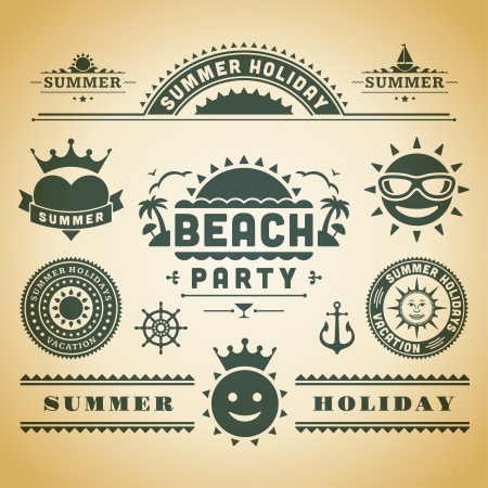 Retro summer labels and signsのイラスト素材