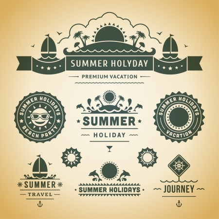 Retro summer labels and signsのイラスト素材
