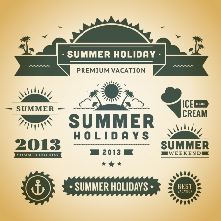 Retro summer labels and signsのイラスト素材