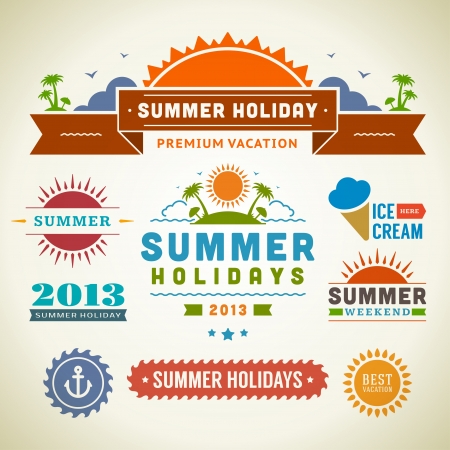 Retro summer labels and signsのイラスト素材