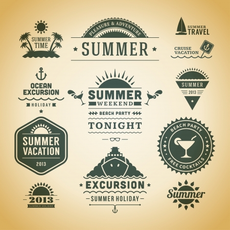Retro summer labels and signsのイラスト素材