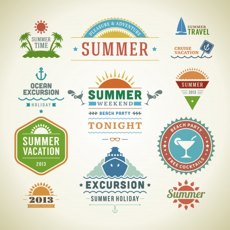 Retro summer labels and signsのイラスト素材