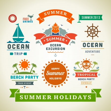 Retro summer labels and signsのイラスト素材