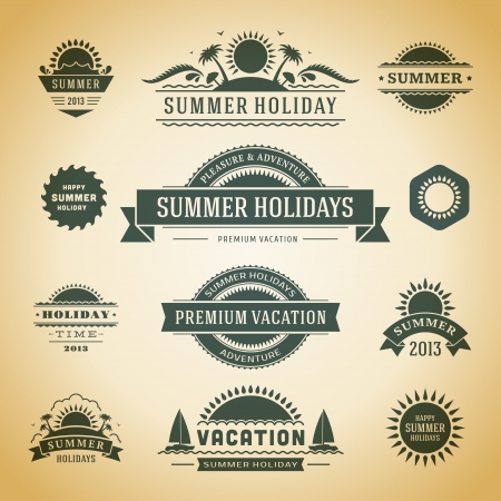 Retro summer labels and signsのイラスト素材