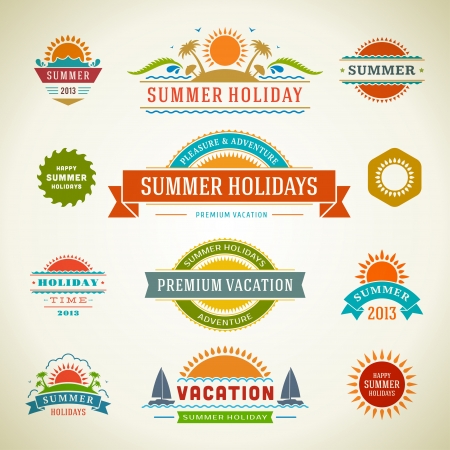 Retro summer labels and signsのイラスト素材