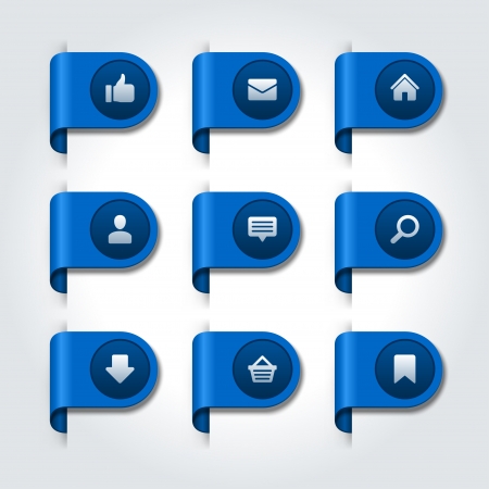 Web site icons on label setのイラスト素材