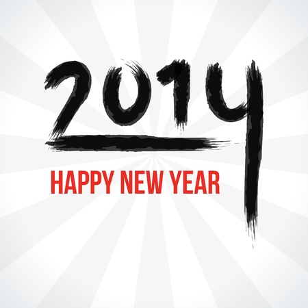 Happy new year - 2014 calligraphic design vector illustrationのイラスト素材