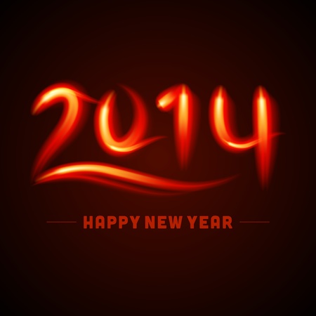 Happy new year - 2014 calligraphic design vector illustration from fireのイラスト素材