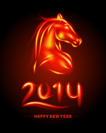 2014 Happy new year - year of the horse vector background のイラスト素材