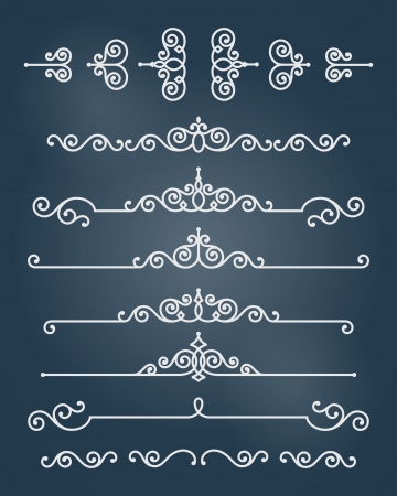 Vector ornament design elements set  Antique floral graphics template  のイラスト素材