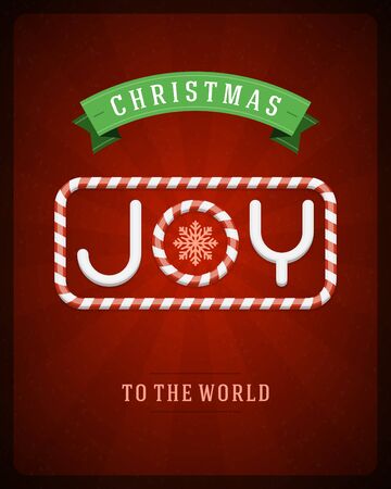 Merry Christmas Joy postcard with deer background  Vector illustrationのイラスト素材