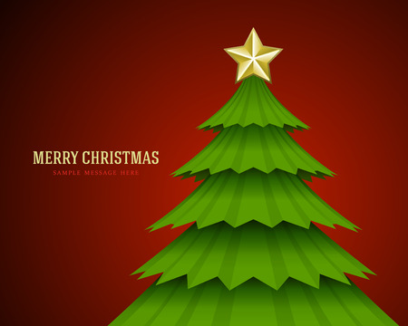  Christmas green tree and star background  Vector illustrationのイラスト素材